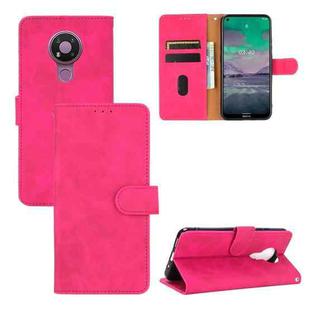 For Nokia 3.4 Solid Color Skin Feel Magnetic Buckle Horizontal Flip Calf Texture PU Leather Case with Holder & Card Slots & Wallet(Rose Red)