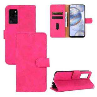 For Oukitel C21 / C21 Pro Solid Color Skin Feel Magnetic Buckle Horizontal Flip Calf Texture PU Leather Case with Holder & Card Slots & Wallet(Rose Red)