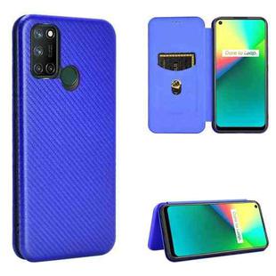 For OPPO Realme 7i Carbon Fiber Texture Horizontal Flip TPU + PC + PU Leather Case with Card Slot(Blue)