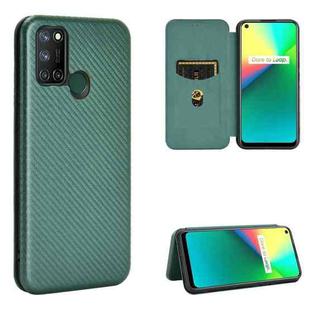 For OPPO Realme 7i Carbon Fiber Texture Horizontal Flip TPU + PC + PU Leather Case with Card Slot(Green)