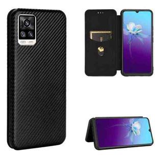 For vivo V20 4G (Indian Version) Carbon Fiber Texture Horizontal Flip TPU + PC + PU Leather Case with Card Slot(Black)