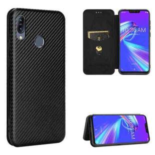 For Asus Zenfone Max (M2) ZB633KL Carbon Fiber Texture Horizontal Flip TPU + PC + PU Leather Case with Card Slot(Black)