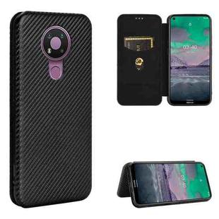 For Nokia 3.4 Carbon Fiber Texture Horizontal Flip TPU + PC + PU Leather Case with Card Slot(Black)