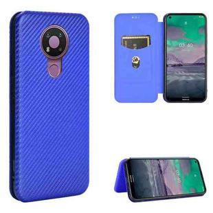 For Nokia 3.4 Carbon Fiber Texture Horizontal Flip TPU + PC + PU Leather Case with Card Slot(Blue)