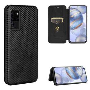 For Oukitel C21 Carbon Fiber Texture Horizontal Flip TPU + PC + PU Leather Case with Card Slot(Black)