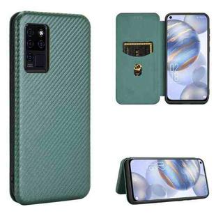 For Oukitel C21 Carbon Fiber Texture Horizontal Flip TPU + PC + PU Leather Case with Card Slot(Green)