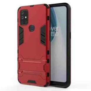 For OnePlus Nord N10 5G Shockproof PC + TPU Protective Case with Hidden Holder(Red)