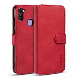 For Samsung Galaxy A11 (US Version) DG.MING Retro Oil Side Horizontal Flip Case with Holder & Card Slots & Wallet(Red)
