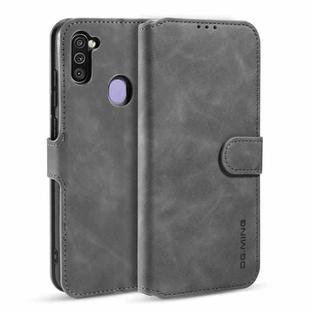 For Samsung Galaxy M11 / A11 (EU Version) DG.MING Retro Oil Side Horizontal Flip Case with Holder & Card Slots & Wallet(Grey)