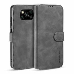 For Xiaomi Poco X3 NFC DG.MING Retro Oil Side Horizontal Flip Case with Holder & Card Slots & Wallet(Grey)