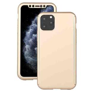 For iPhone 12 / 12 Pro Shockproof PC Full Coverage Protective Case with Tempered Glass Film(Gold)