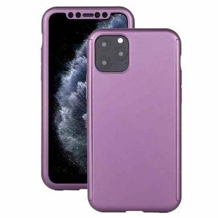 For iPhone 12 Pro Max Shockproof PC Full Coverage Protective Case with Tempered Glass Film(Purple)