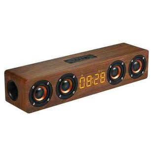W8C Wooden Clock Subwoofer Bluetooth Speaker, Support TF Card & U Disk & 3.5mm AUX(Brown Wood)