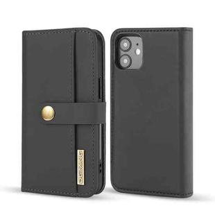 DG.MING Lambskin Detachable Horizontal Flip Magnetic Case For iPhone 12 mini(Black)