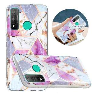 For Huawei P Smart 2020 Flat Plating Splicing Gilding Protective Case(Purple White Marble Color Matching)
