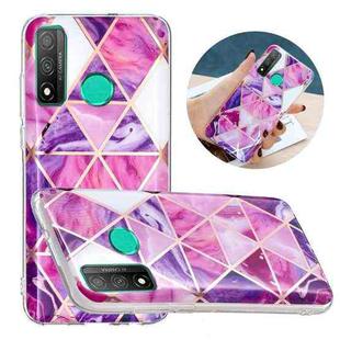 For Huawei P Smart 2020 Flat Plating Splicing Gilding Protective Case(Rose Red Purple Color Matching)