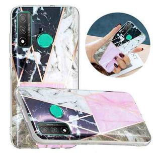 For Huawei P Smart 2020 Flat Plating Splicing Gilding Protective Case(Grey Pink White Marble Color Matching)