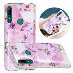 For Huawei P Smart Z Flat Plating Splicing Gilding Protective Case(Purple Flowers Color Matching)