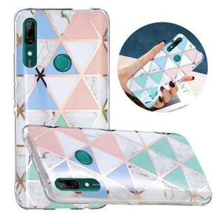 For Huawei P Smart Z Flat Plating Splicing Gilding Protective Case(Blue White Green Pink Color Matching)