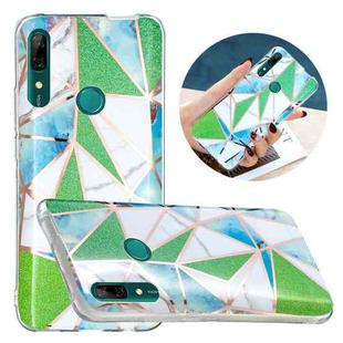 For Huawei P Smart Z Flat Plating Splicing Gilding Protective Case(Green Triangle Body Color Matching)