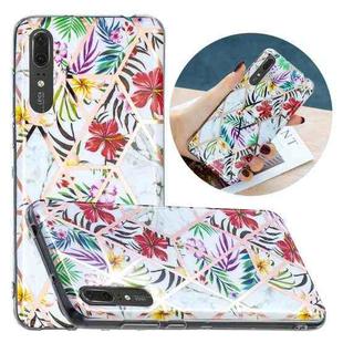 For Huawei P20 Flat Plating Splicing Gilding Protective Case(Tropical Rainforest Color Matching)