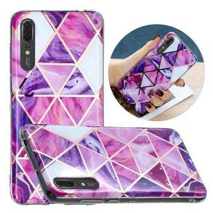 For Huawei P20 Flat Plating Splicing Gilding Protective Case(Rose Red Purple Color Matching)
