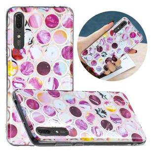 For Huawei P20 Flat Plating Splicing Gilding Protective Case(Round Color Matching)