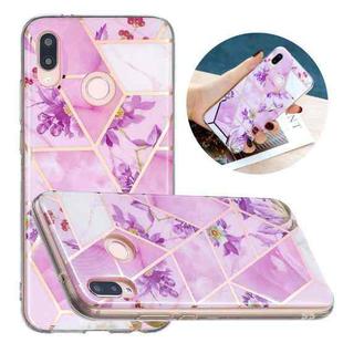 For Huawei P20 Lite Flat Plating Splicing Gilding Protective Case(Purple Flowers Color Matching)