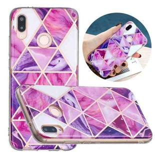 For Huawei P20 Lite Flat Plating Splicing Gilding Protective Case(Rose Red Purple Color Matching)
