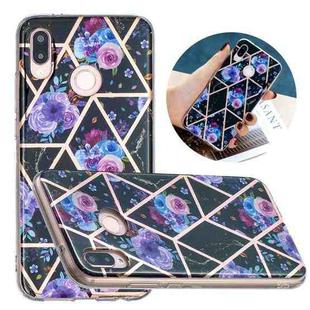 For Huawei P20 Lite Flat Plating Splicing Gilding Protective Case(Black Background Flower Matching Color)