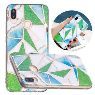 For Huawei P20 Lite Flat Plating Splicing Gilding Protective Case(Green Triangle Body Color Matching)