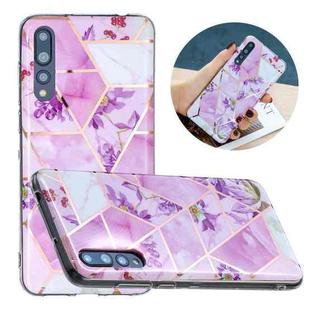 For Huawei P20 Pro Flat Plating Splicing Gilding Protective Case(Purple Flowers Color Matching)