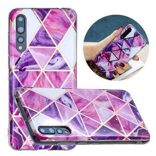 For Huawei P20 Pro Flat Plating Splicing Gilding Protective Case(Rose Red Purple Color Matching)