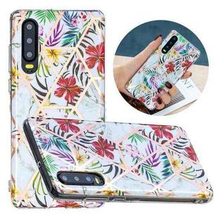 For Huawei P30 Flat Plating Splicing Gilding Protective Case(Tropical Rainforest Color Matching)