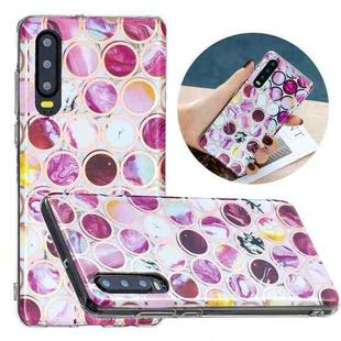 For Huawei P30 Flat Plating Splicing Gilding Protective Case(Round Color Matching)
