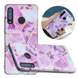 For Huawei P30 Lite Flat Plating Splicing Gilding Protective Case(Purple Flowers Color Matching)