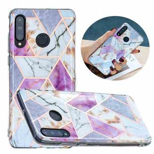 For Huawei P30 Lite Flat Plating Splicing Gilding Protective Case(Purple White Marble Color Matching)