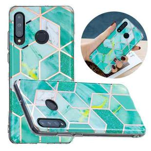 For Huawei P30 Lite Flat Plating Splicing Gilding Protective Case(Green Glitter Color Matching)