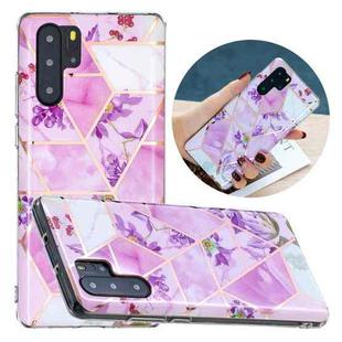 For Huawei P30 Pro Flat Plating Splicing Gilding Protective Case(Purple Flowers Color Matching)