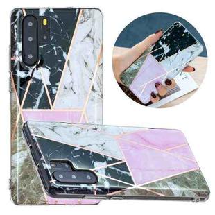 For Huawei P30 Pro Flat Plating Splicing Gilding Protective Case(Grey Pink White Marble Color Matching)