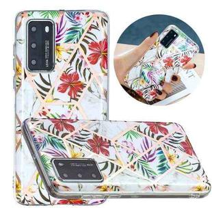 For Huawei P40 Flat Plating Splicing Gilding Protective Case(Tropical Rainforest Color Matching)