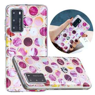 For Huawei P40 Flat Plating Splicing Gilding Protective Case(Round Color Matching)