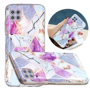 For Huawei P40 Lite Flat Plating Splicing Gilding Protective Case(Purple White Marble Color Matching)