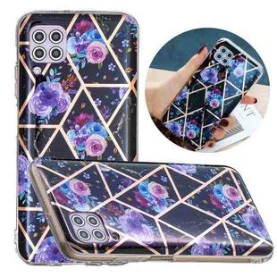 For Huawei P40 Lite Flat Plating Splicing Gilding Protective Case(Black Background Flower Matching Color)