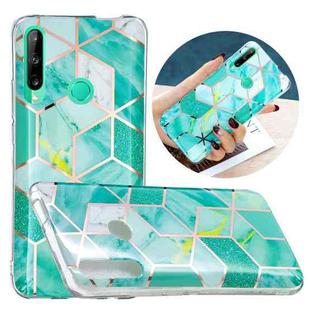 For Huawei P40 Lite E Flat Plating Splicing Gilding Protective Case(Green Glitter Color Matching)
