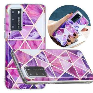 For Huawei P40 Pro Flat Plating Splicing Gilding Protective Case(Rose Red Purple Color Matching)
