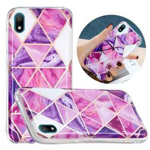For Huawei Y5 (2019) Flat Plating Splicing Gilding Protective Case(Rose Red Purple Color Matching)