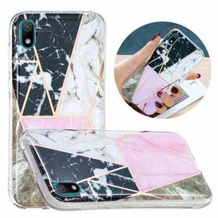 For Huawei Y5 (2019) Flat Plating Splicing Gilding Protective Case(Grey Pink White Marble Color Matching)