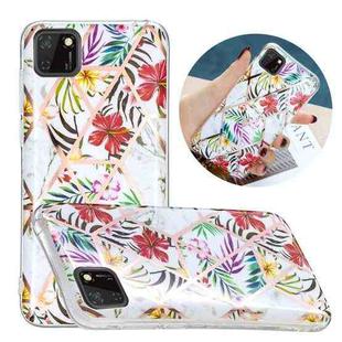 For Huawei Y5p Flat Plating Splicing Gilding Protective Case(Tropical Rainforest Color Matching)