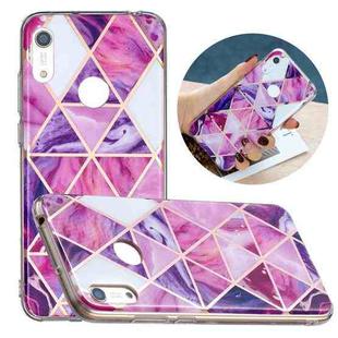 For Huawei Y6 (2019) Flat Plating Splicing Gilding Protective Case(Rose Red Purple Color Matching)